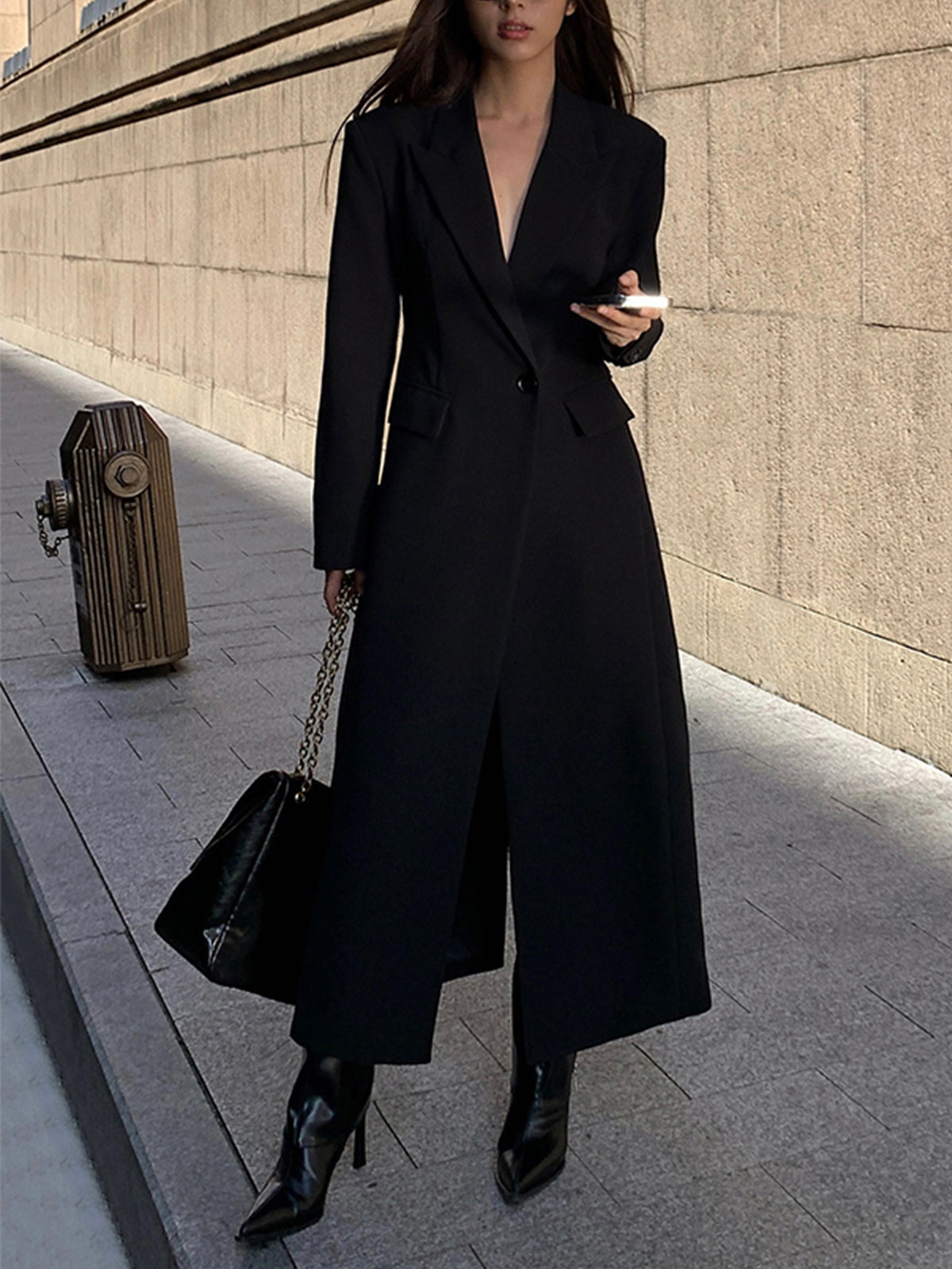 Collar Pocket Blazer Coat-Mesadic