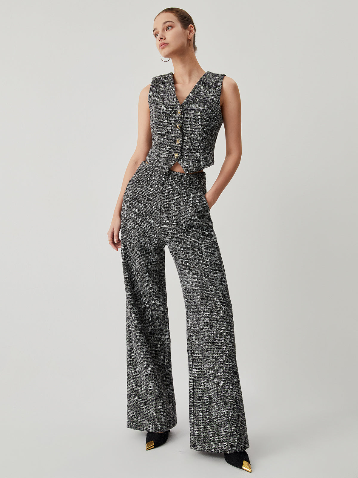 Old Money Tweed Straight Leg Pocket Pants-Mesadic