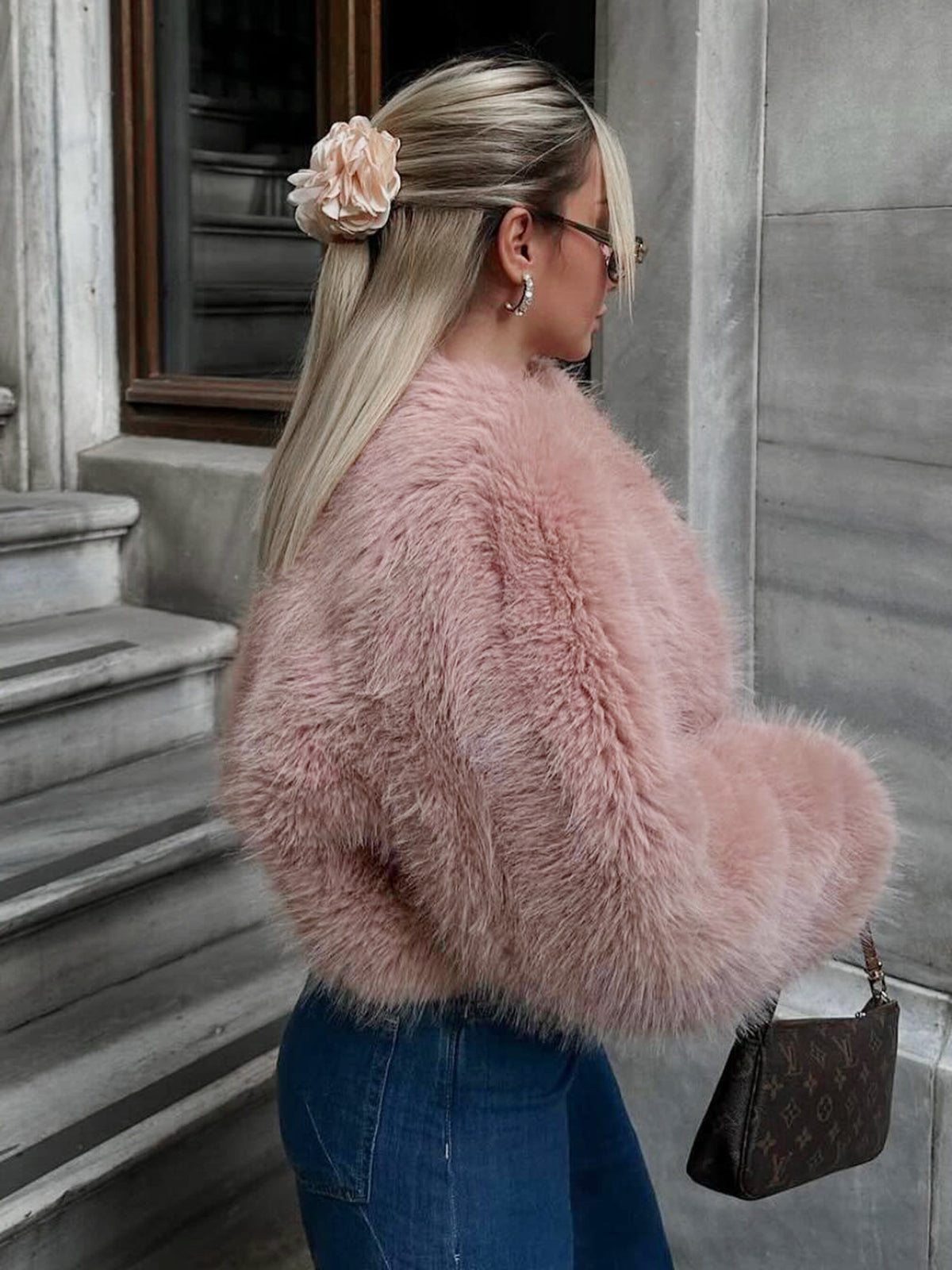 Callistari CallistariWinter Warm Faux Fur Fuzzy Coat-CALLISTARI