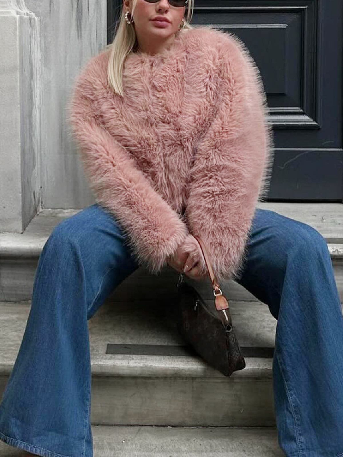 Callistari CallistariWinter Warm Faux Fur Fuzzy Coat-CALLISTARI