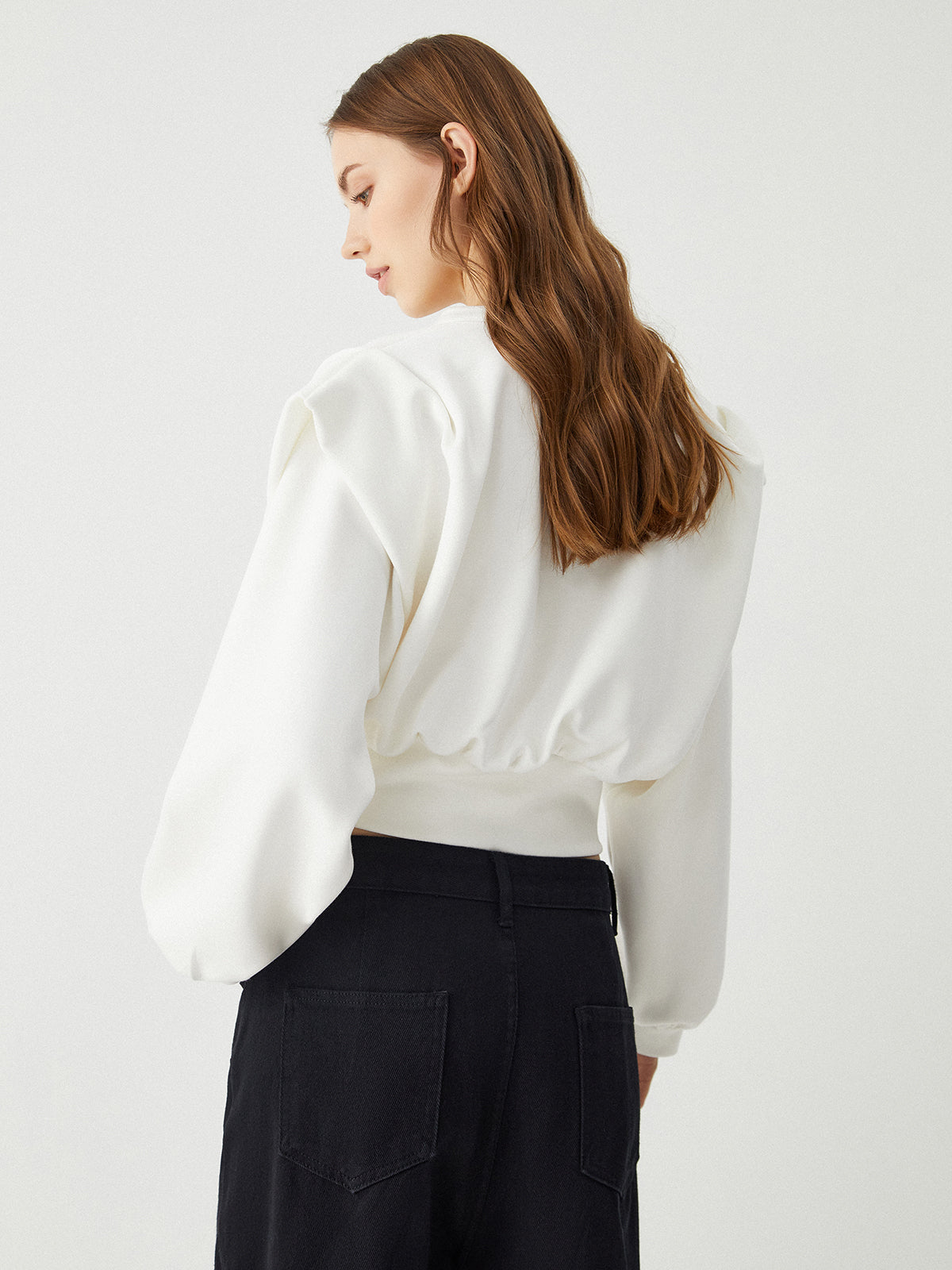 Oversized Solid Long Sleeve Blouse-Mesadic