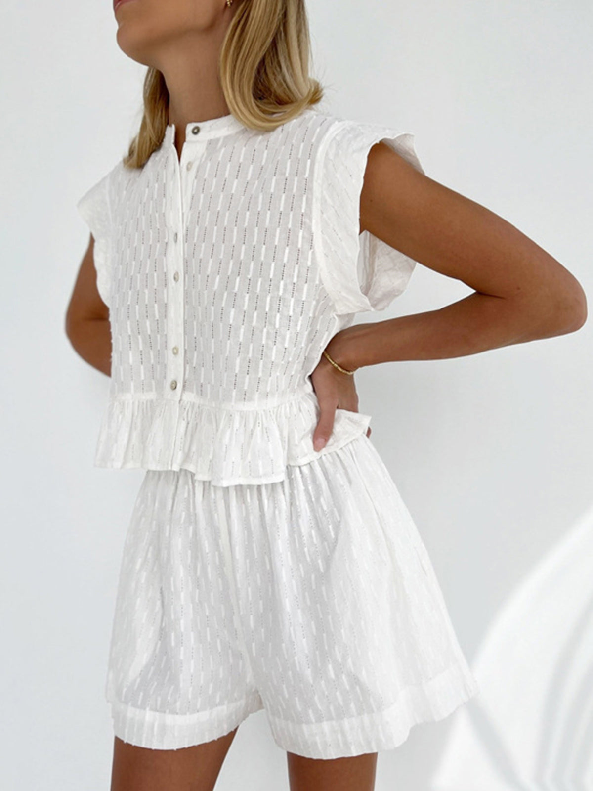 Short Sleeve Cotton Shorts Set-CALLISTARI