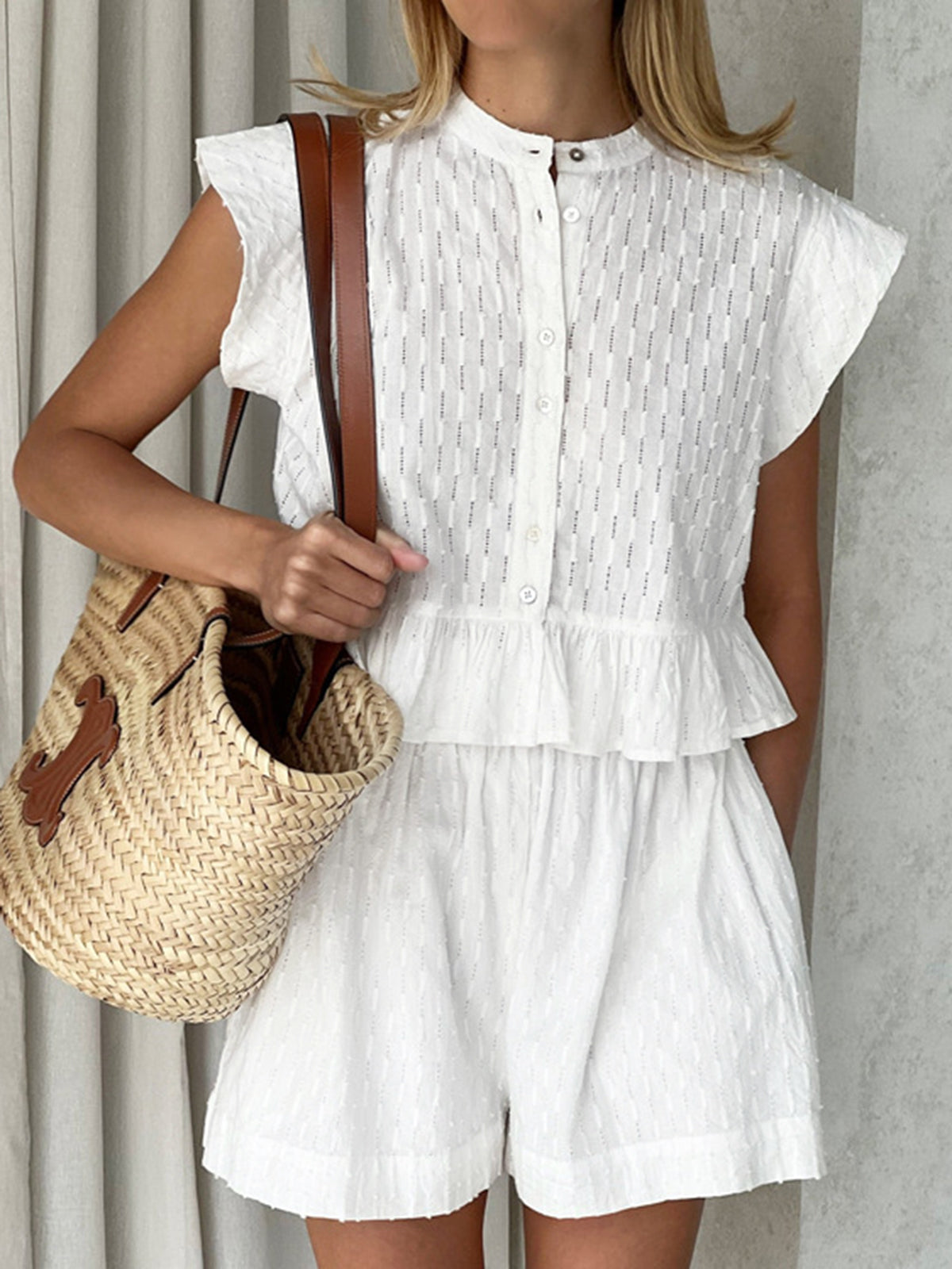 Short Sleeve Cotton Shorts Set-CALLISTARI