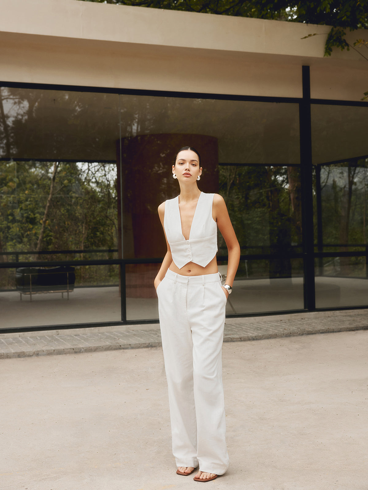 Cotton & Linen Button Waistcoat-CALLISTARI