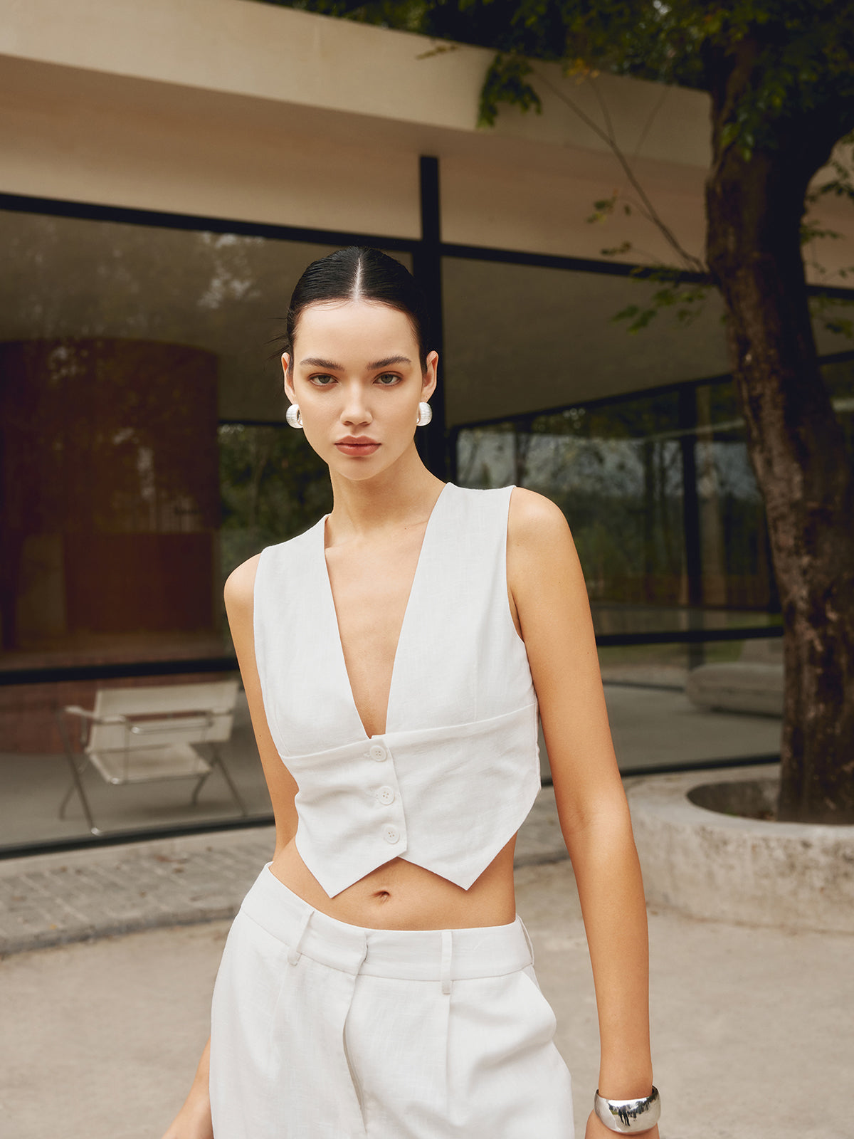 Cotton & Linen Button Waistcoat-CALLISTARI