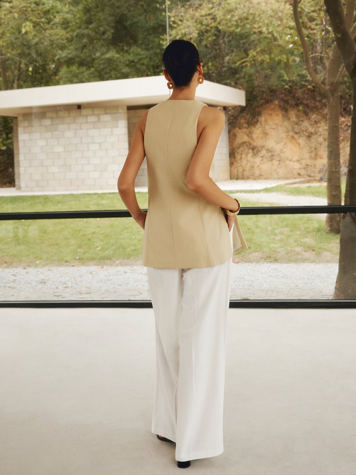 Cotton Blends Button Split Vest-CALLISTARI