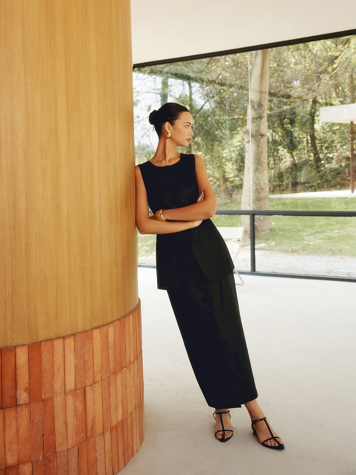 Basic Linen Blends Solid Vest-CALLISTARI