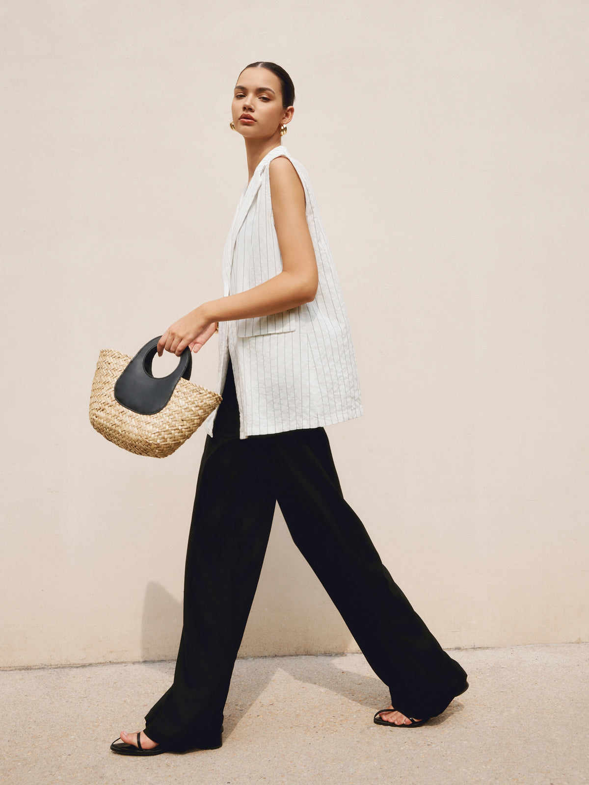 Pinstripe Cotton Blends Vest-CALLISTARI