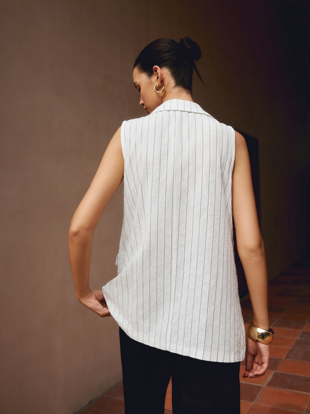 Pinstripe Cotton Blends Vest-CALLISTARI
