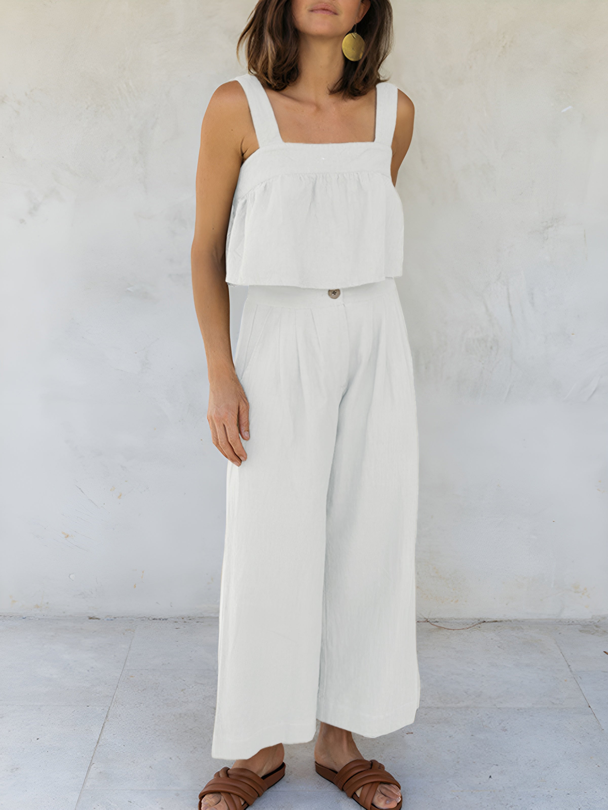 Minimalism Cotton & Linen Pants Set-CALLISTARI