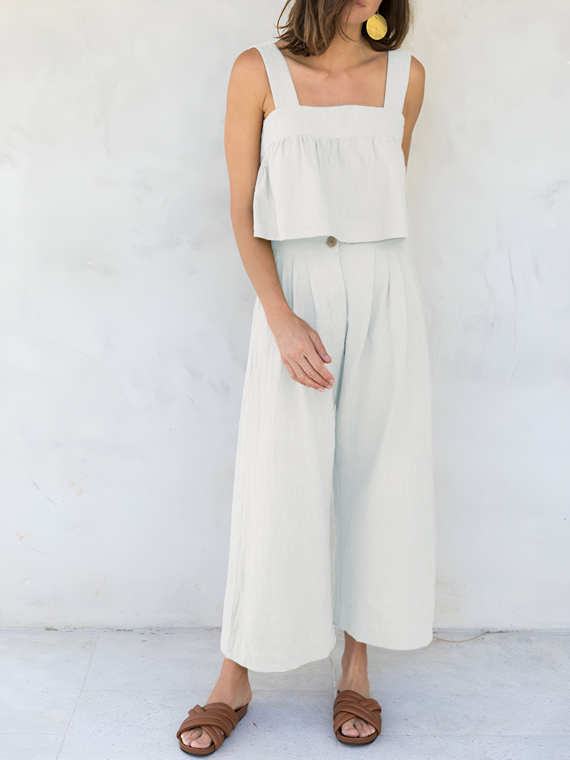 Minimalism Cotton & Linen Pants Set-CALLISTARI