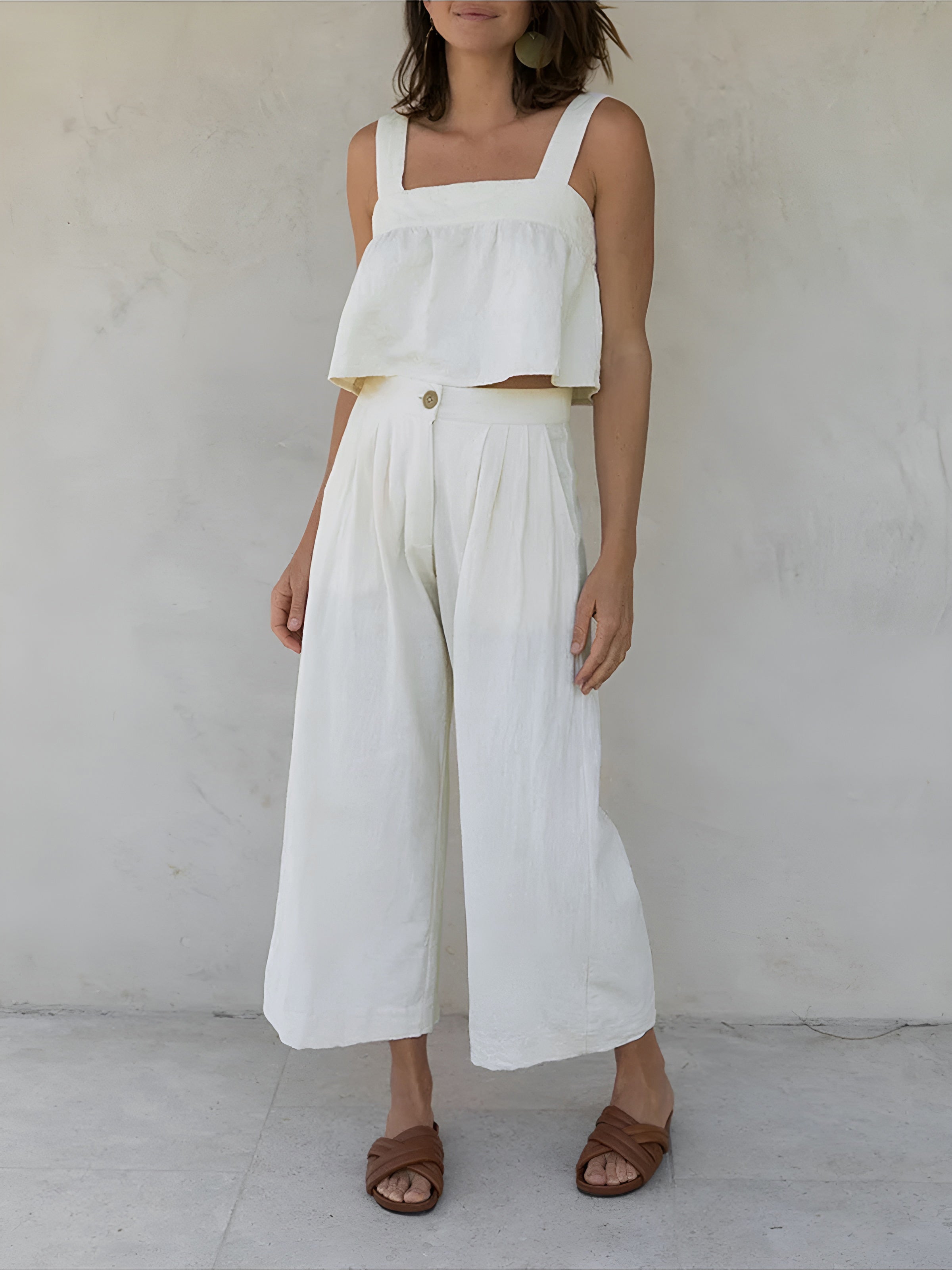 Minimalism Cotton & Linen Pants Set-CALLISTARI