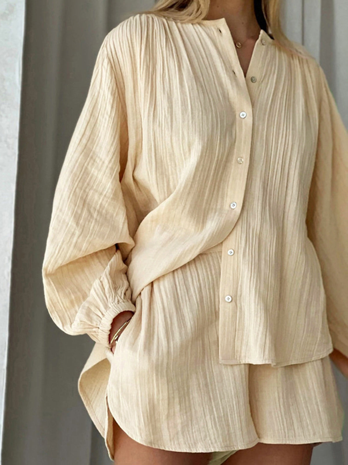 Santorini Textured Two Piece Shorts Set-CALLISTARI