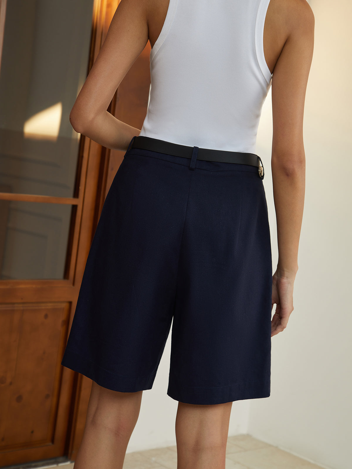 Callistari Callistari Solid Pockets Shorts Without Belt-CALLISTARI