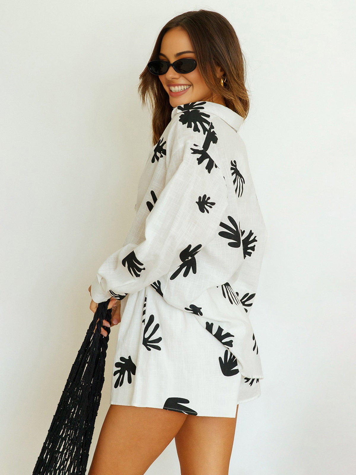 Chill Life Plant Print Shorts Set-Mesadic