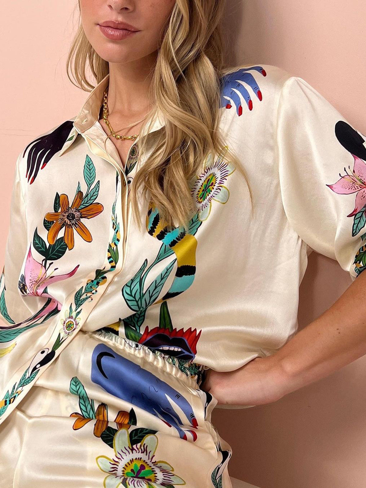 Floral Print Pants Set-Mesadic