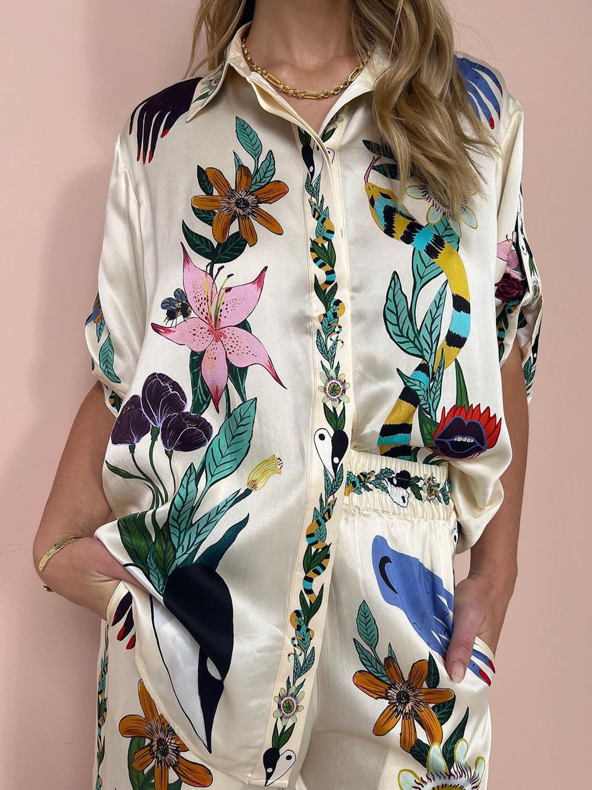 Floral Print Pants Set-Mesadic