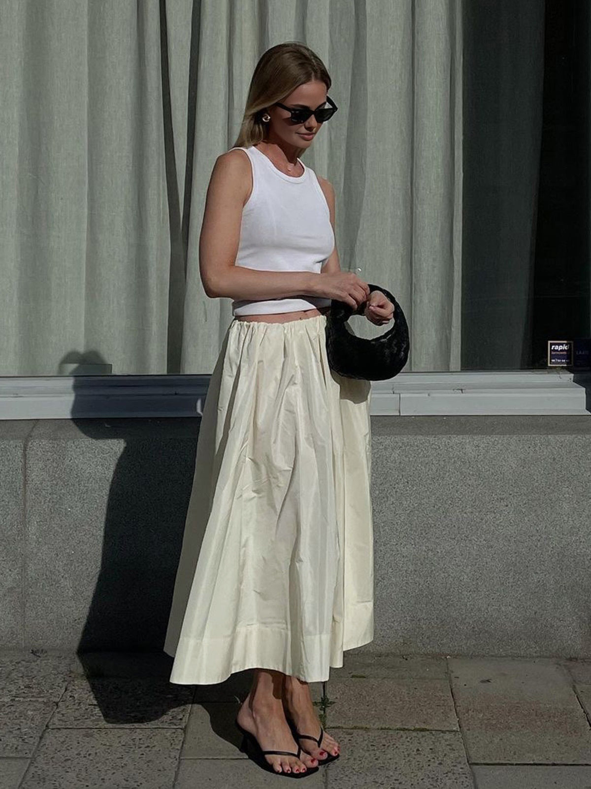Callistari Callistari Creamy Leisure Midi Skirt-CALLISTARI
