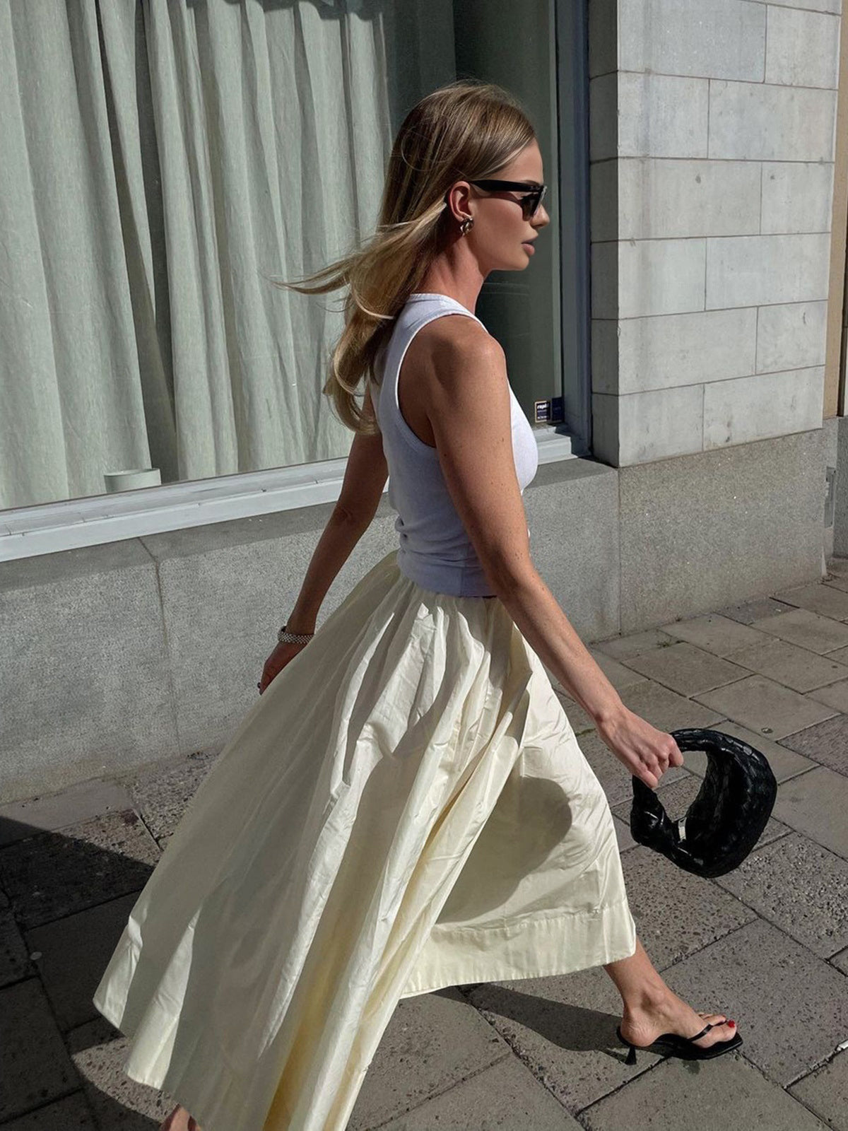 Callistari Callistari Creamy Leisure Midi Skirt-CALLISTARI