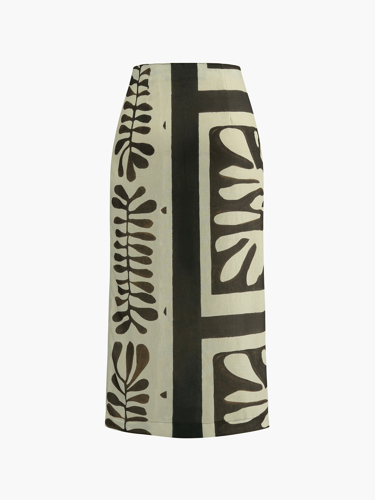 Asymmetrical Leaf Print Midi Skirt-CALLISTARI