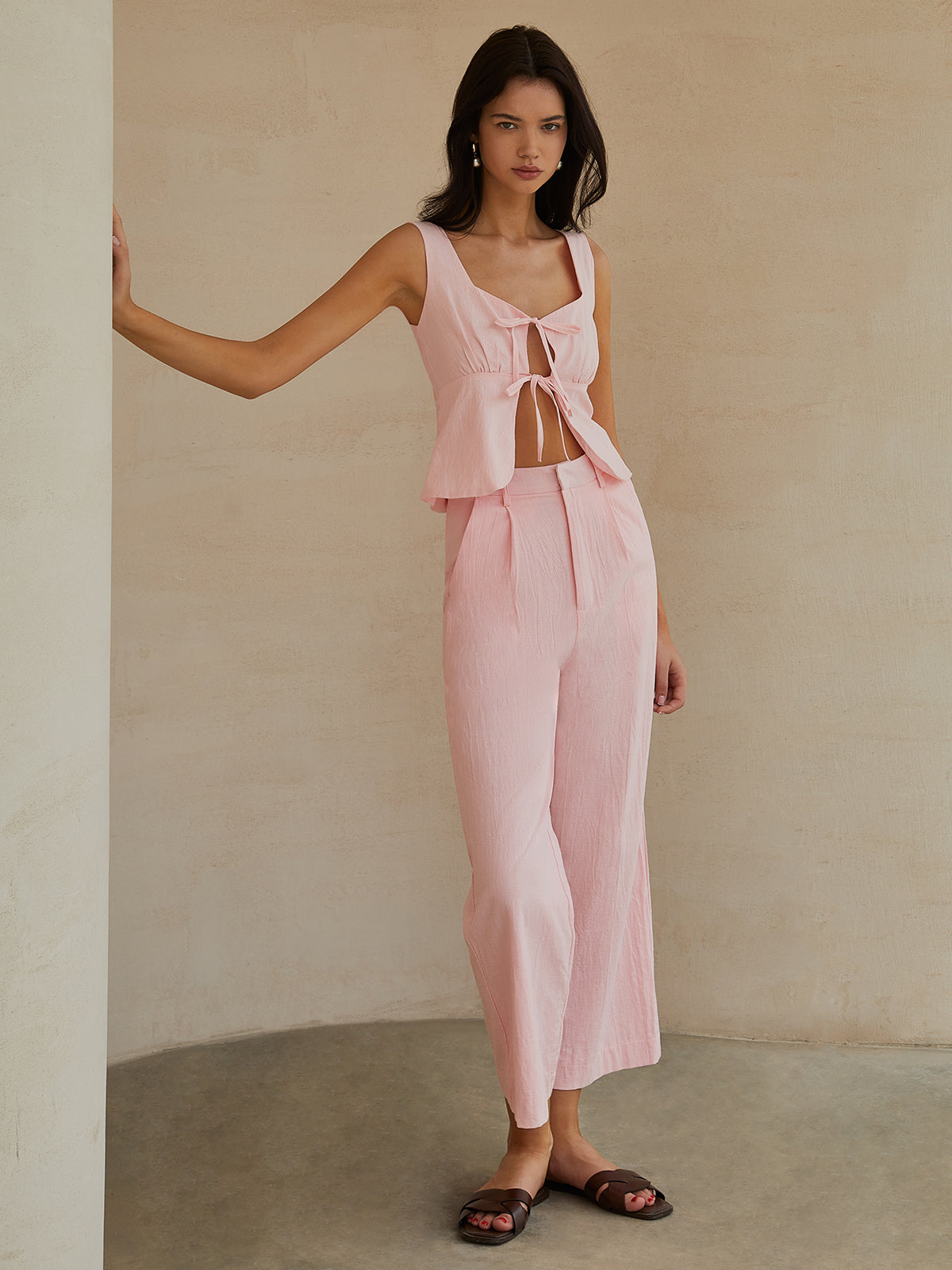 Sweetie Bow Decor Pants Set-CALLISTARI