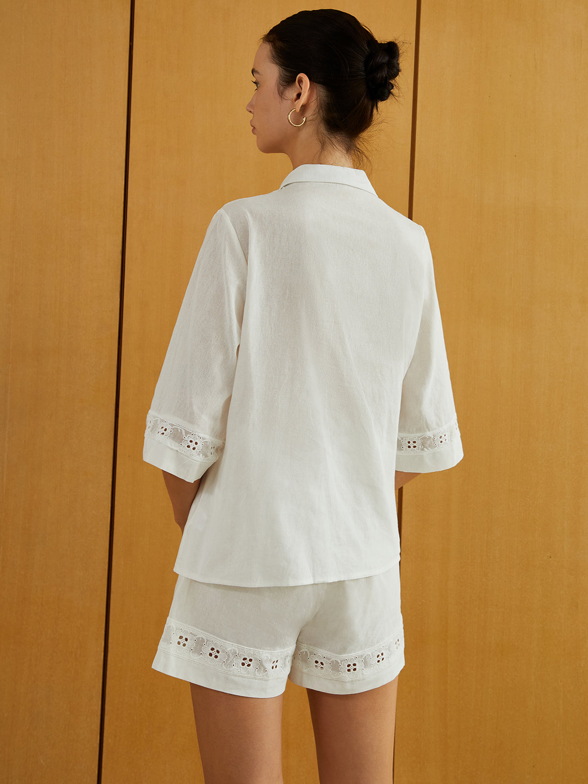 Knotted Cutout Half Sleeve Top With Shorts Set-CALLISTARI