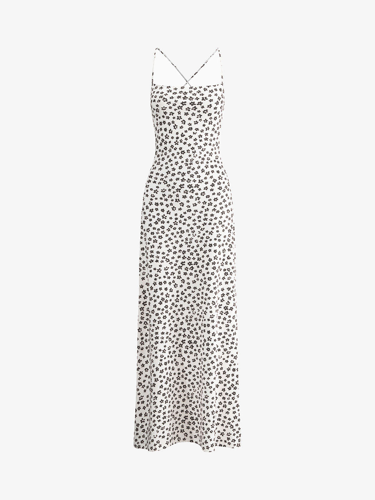 Strappy Floral Print Crisscross Flowy Long Sundress-Mesadic