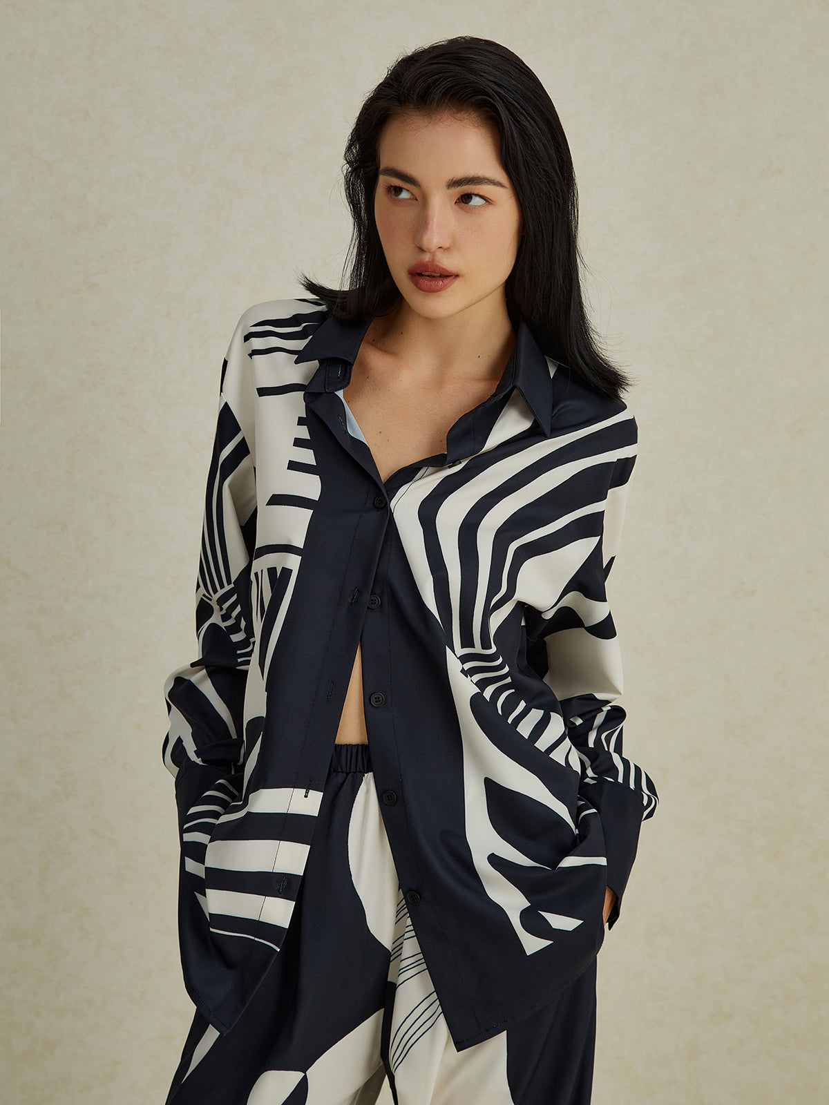 Irregular Print Wide Leg Pants Set-CALLISTARI