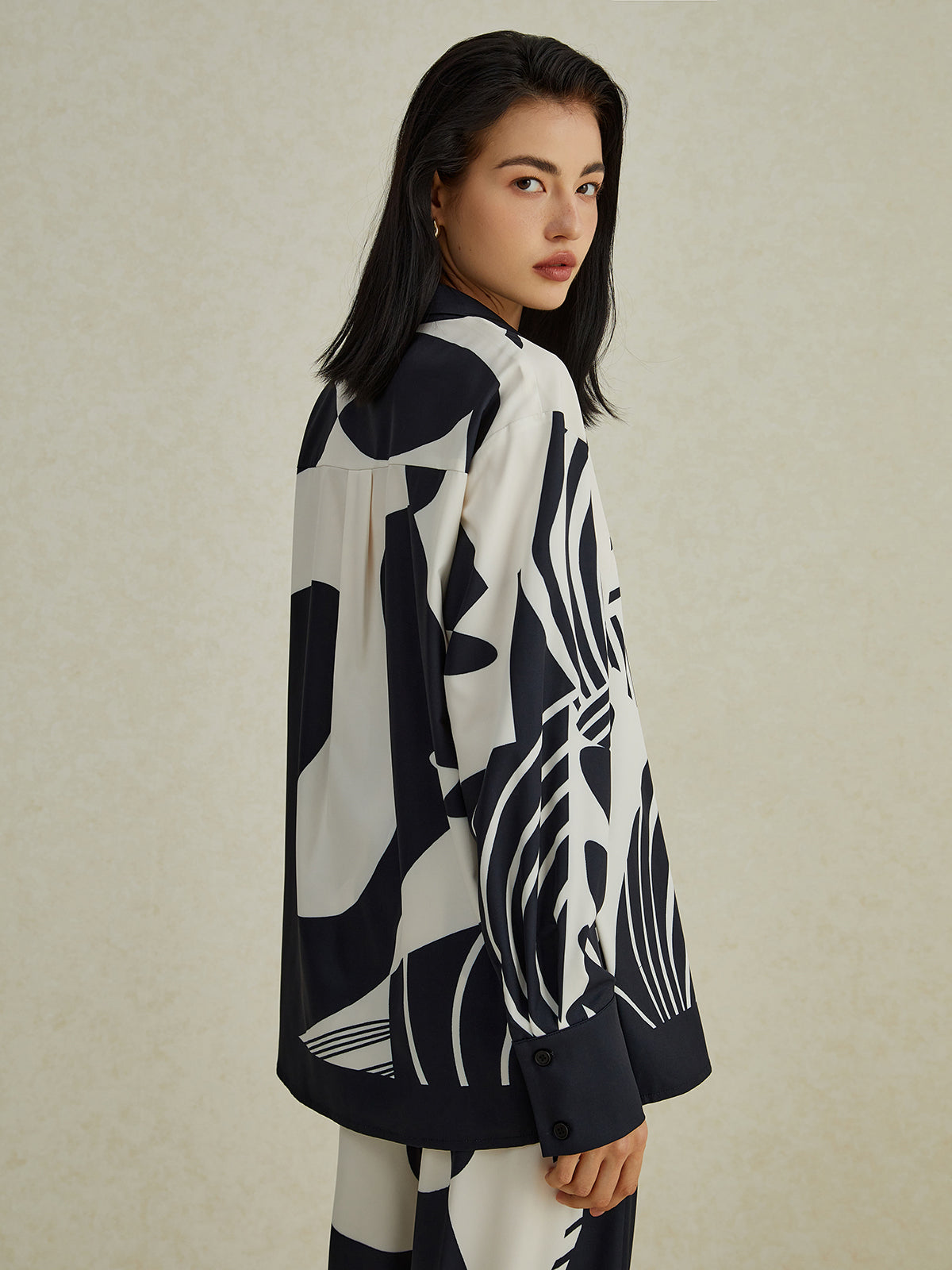 Irregular Print Wide Leg Pants Set-CALLISTARI