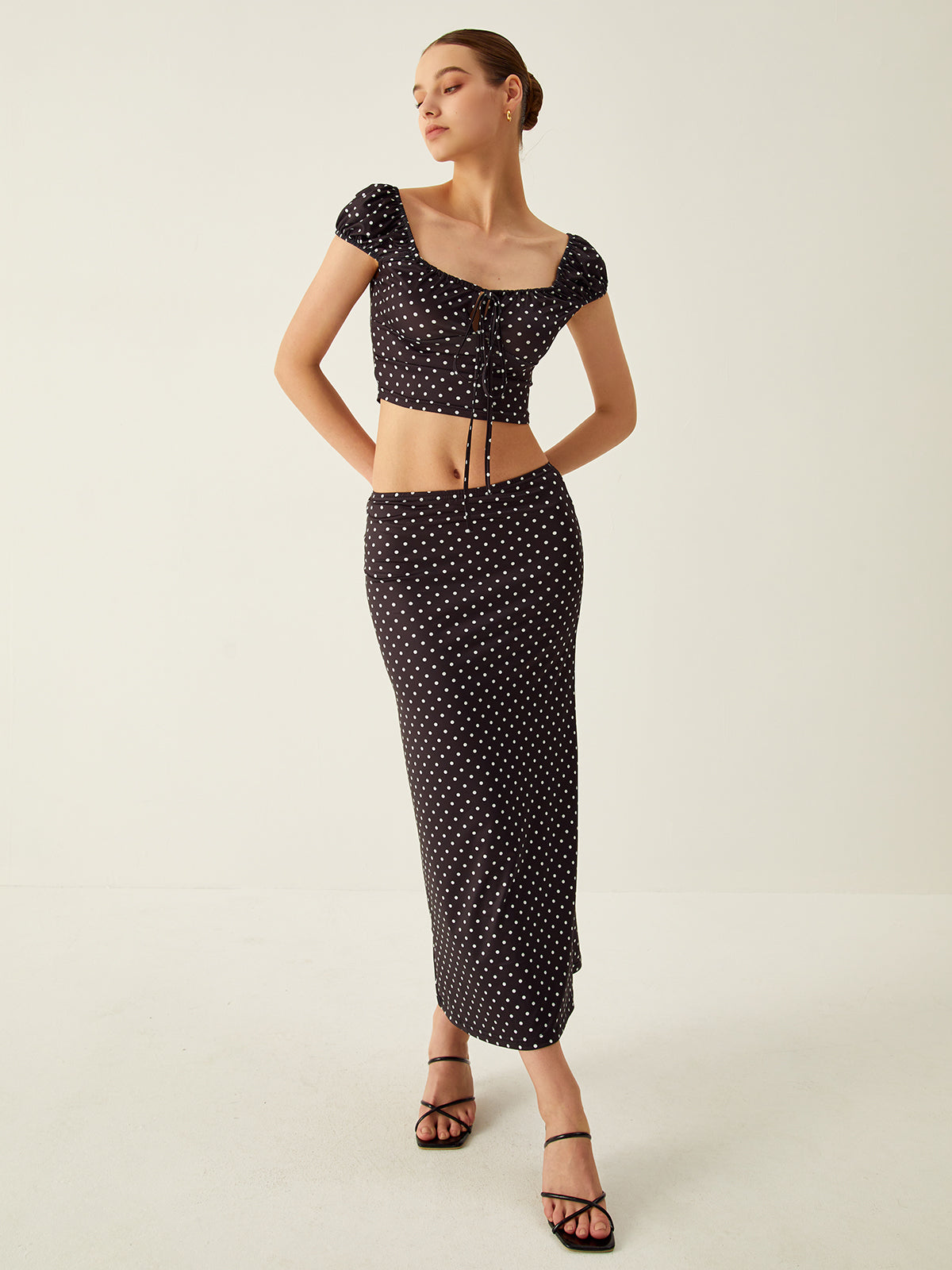 Polka Dot Knotted Skirt Set-CALLISTARI