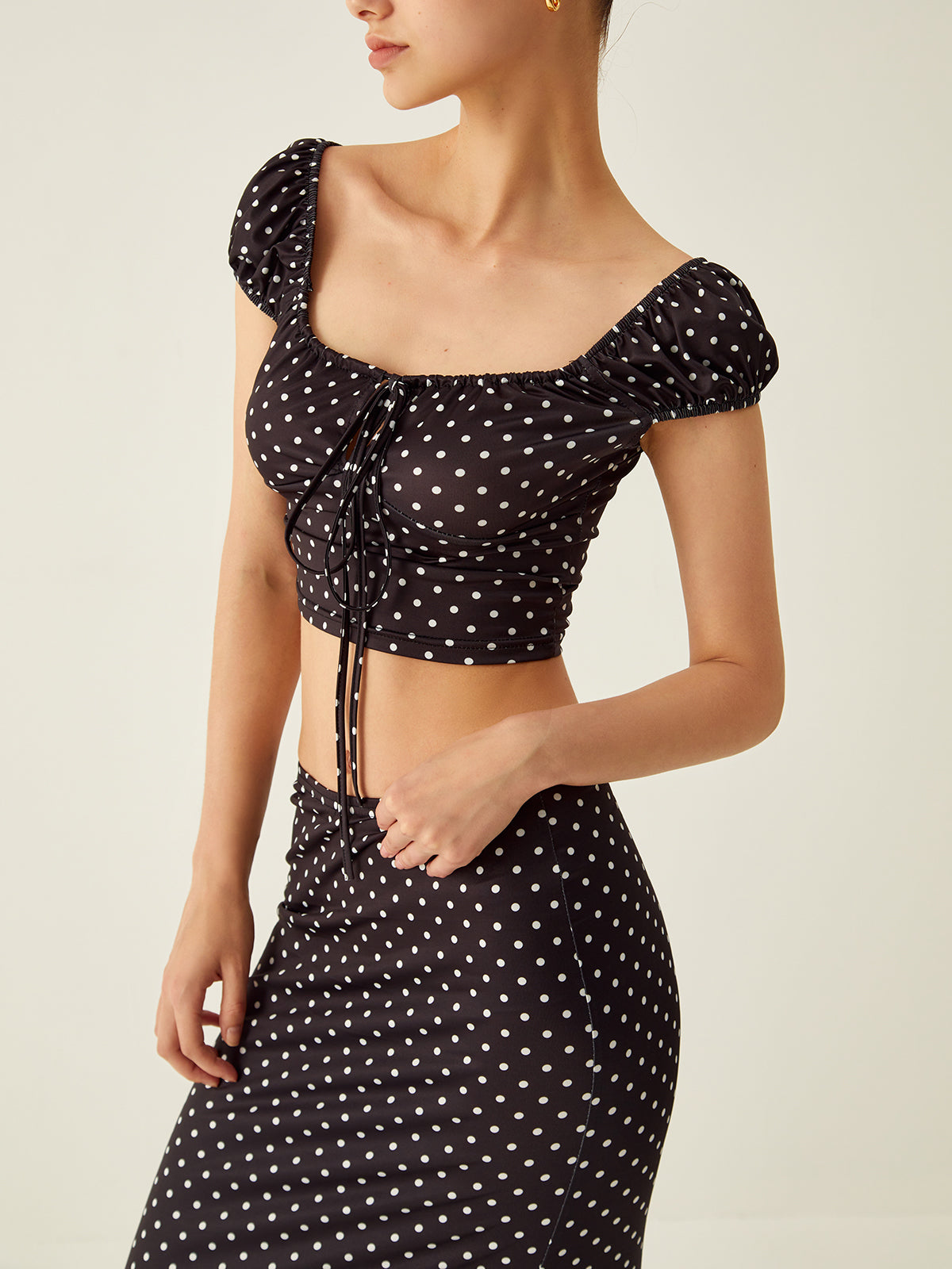 Polka Dot Knotted Skirt Set-CALLISTARI