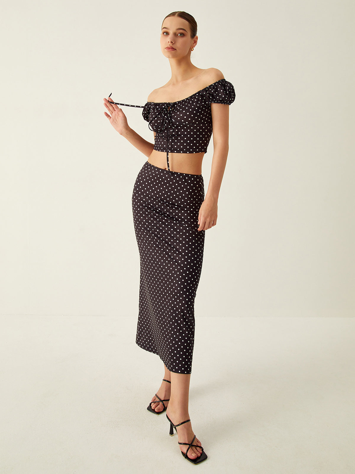 Polka Dot Knotted Skirt Set-CALLISTARI