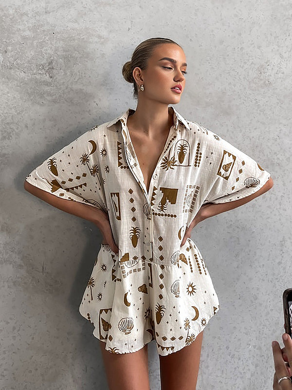 Semi-Sheer Loosen Print Jumpsuit-CALLISTARI