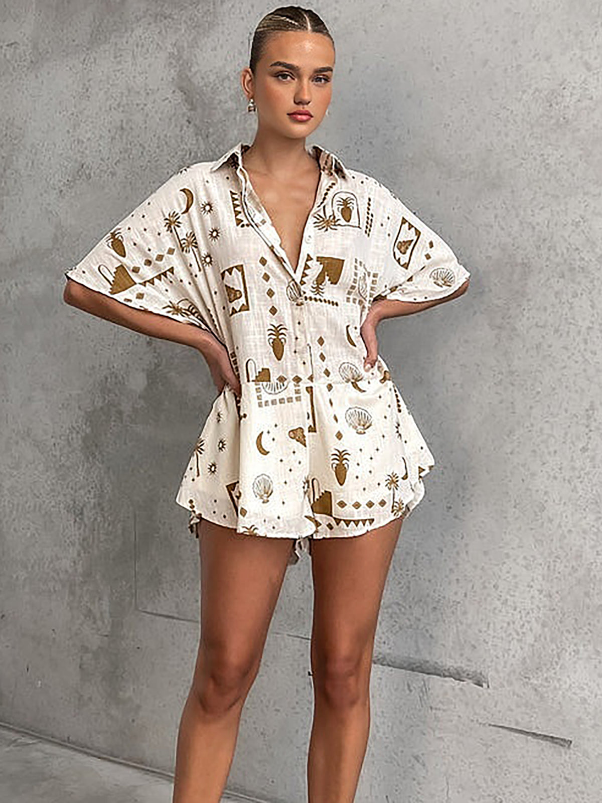 Semi-Sheer Loosen Print Jumpsuit-CALLISTARI