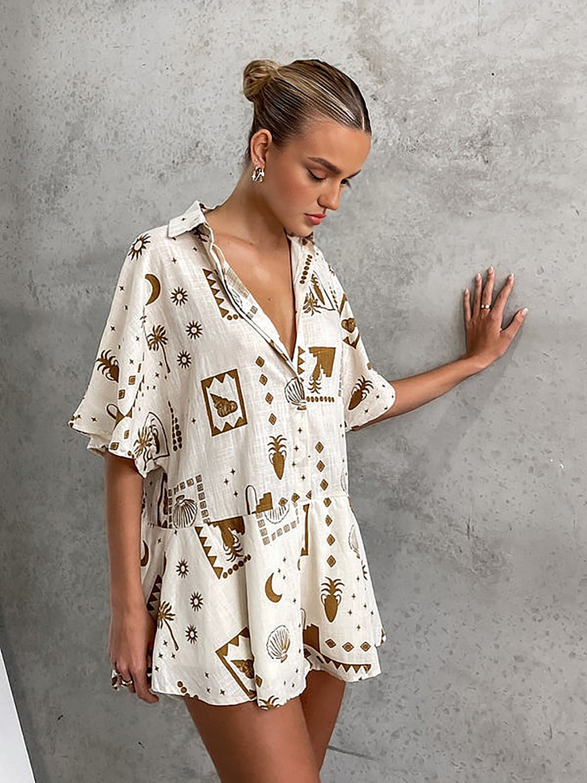 Semi-Sheer Loosen Print Jumpsuit-CALLISTARI