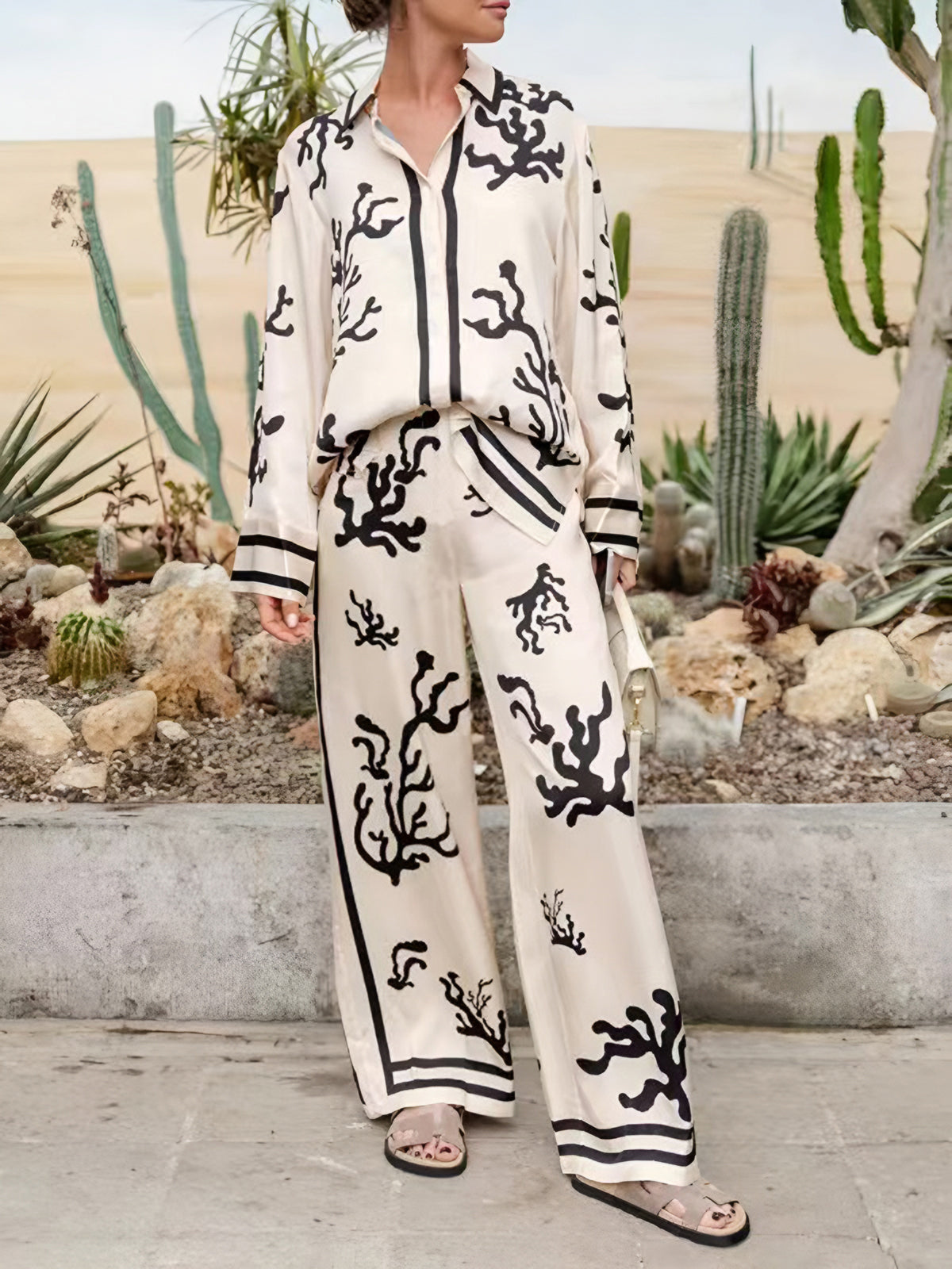 Cactus Print Oversized Pants Set-CALLISTARI