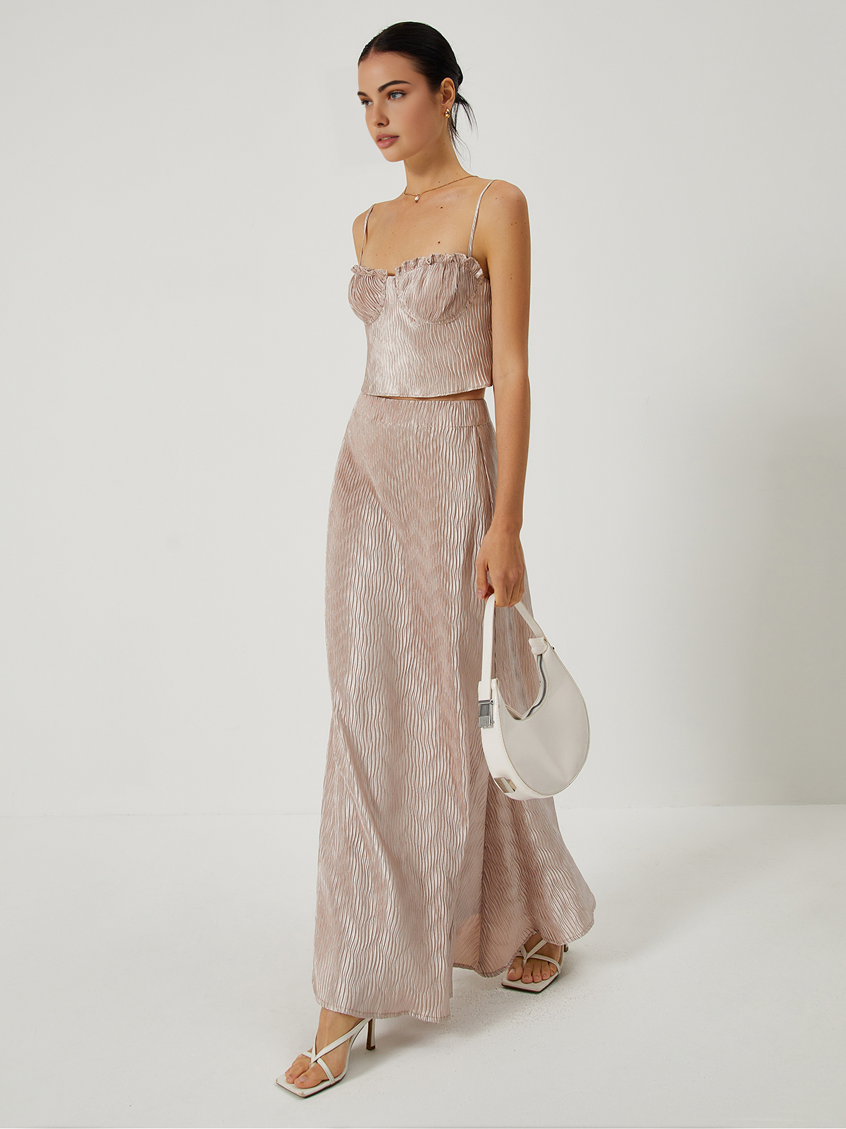 Sexy Lace Up Corset Top and Maxi Skirt Set-CALLISTARI