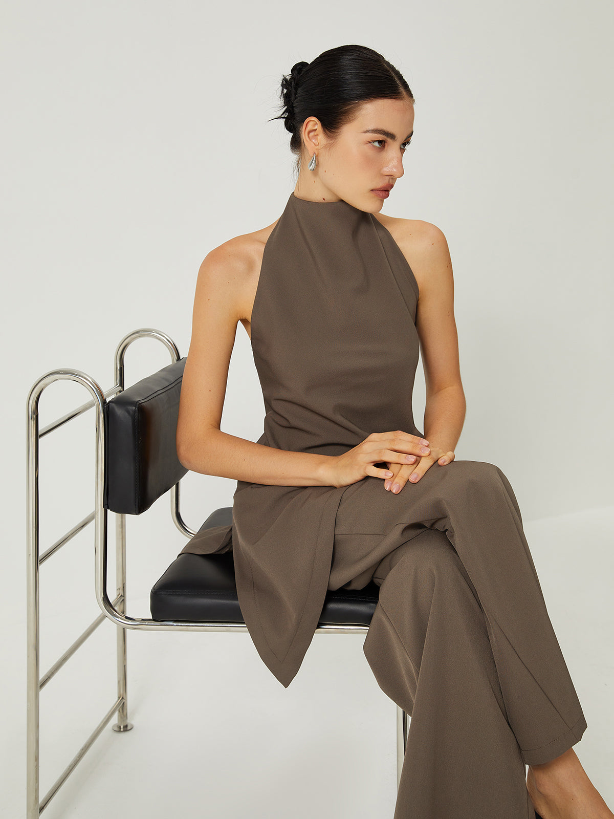 Halter Backless Top With Long Pants Set-CALLISTARI