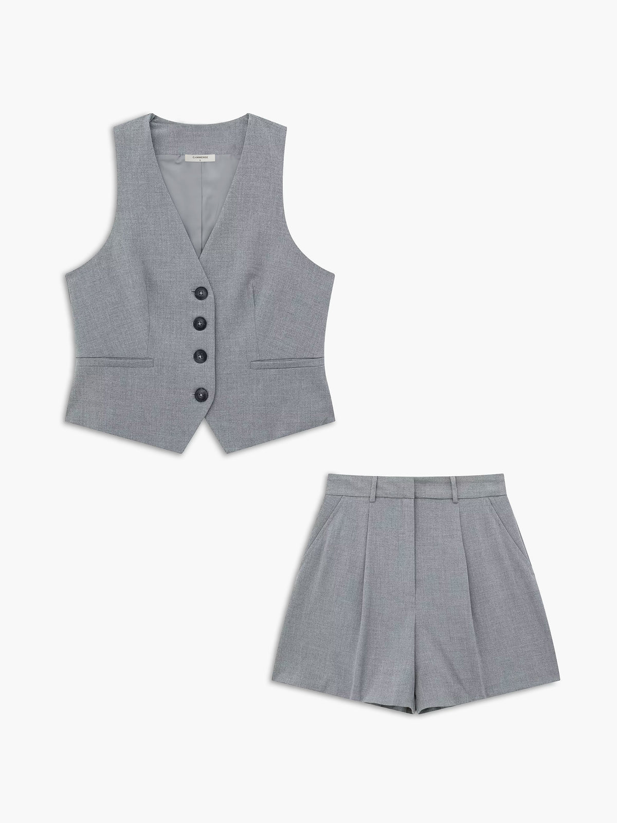 V-neck Woven Fabric Casual Shorts Set-CALLISTARI