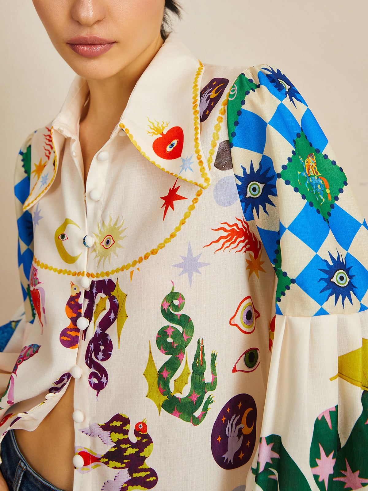 Callistari All Over Print Long Sleeve Shirt-CALLISTARI