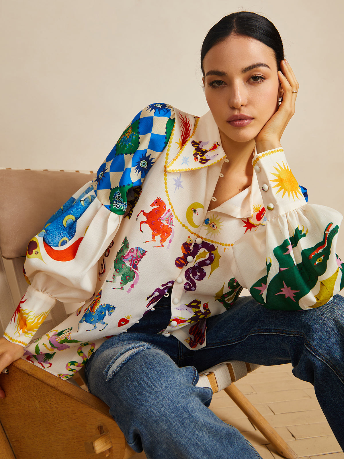 Callistari All Over Print Long Sleeve Shirt-CALLISTARI