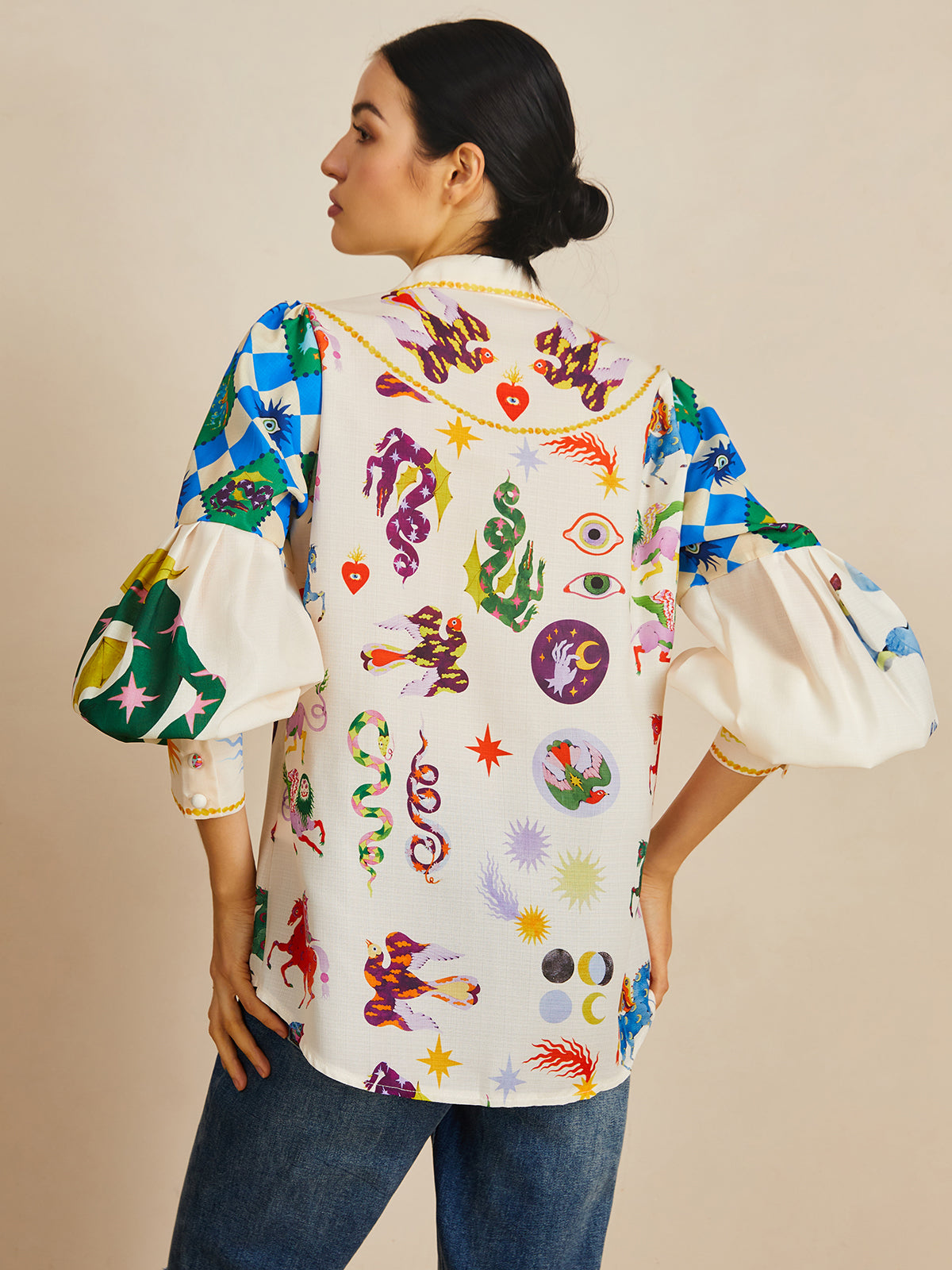 Callistari All Over Print Long Sleeve Shirt-CALLISTARI