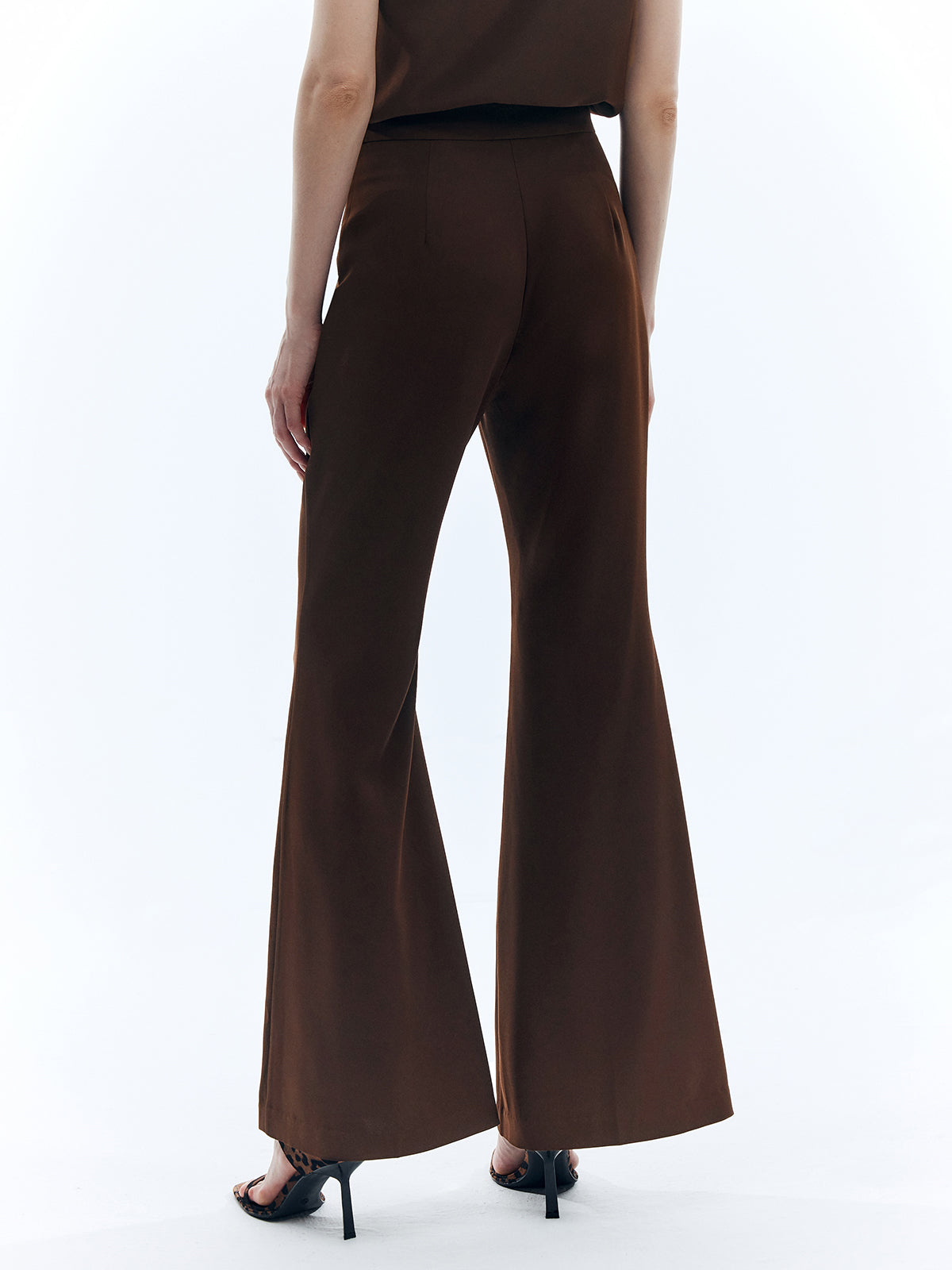 Callistari High Waist Solid Flare Pants-CALLISTARI