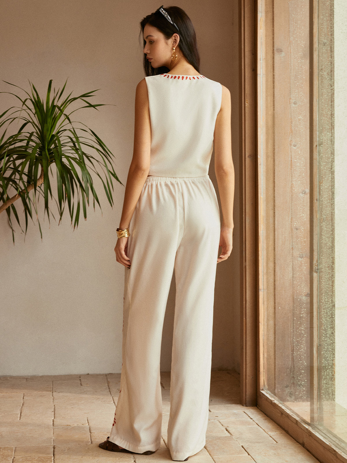 Print Knotted Tassel Pants Set-CALLISTARI