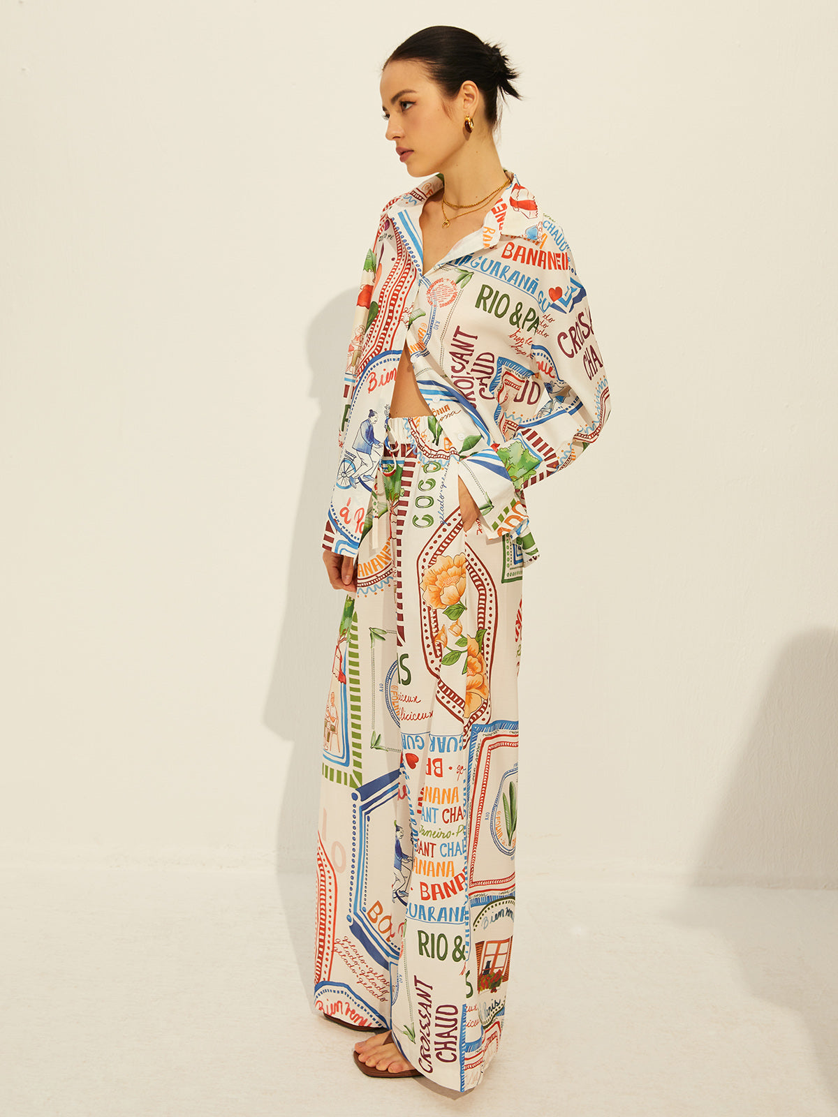 Printed Long Sleeve Pants Set-CALLISTARI