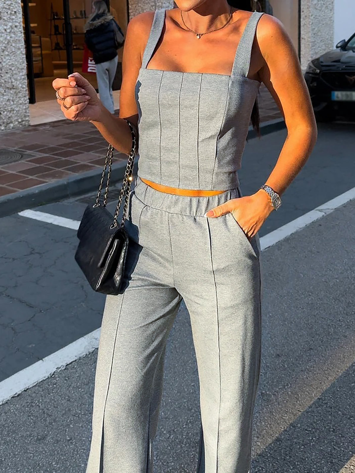 Casual Piping Pants Set-CALLISTARI