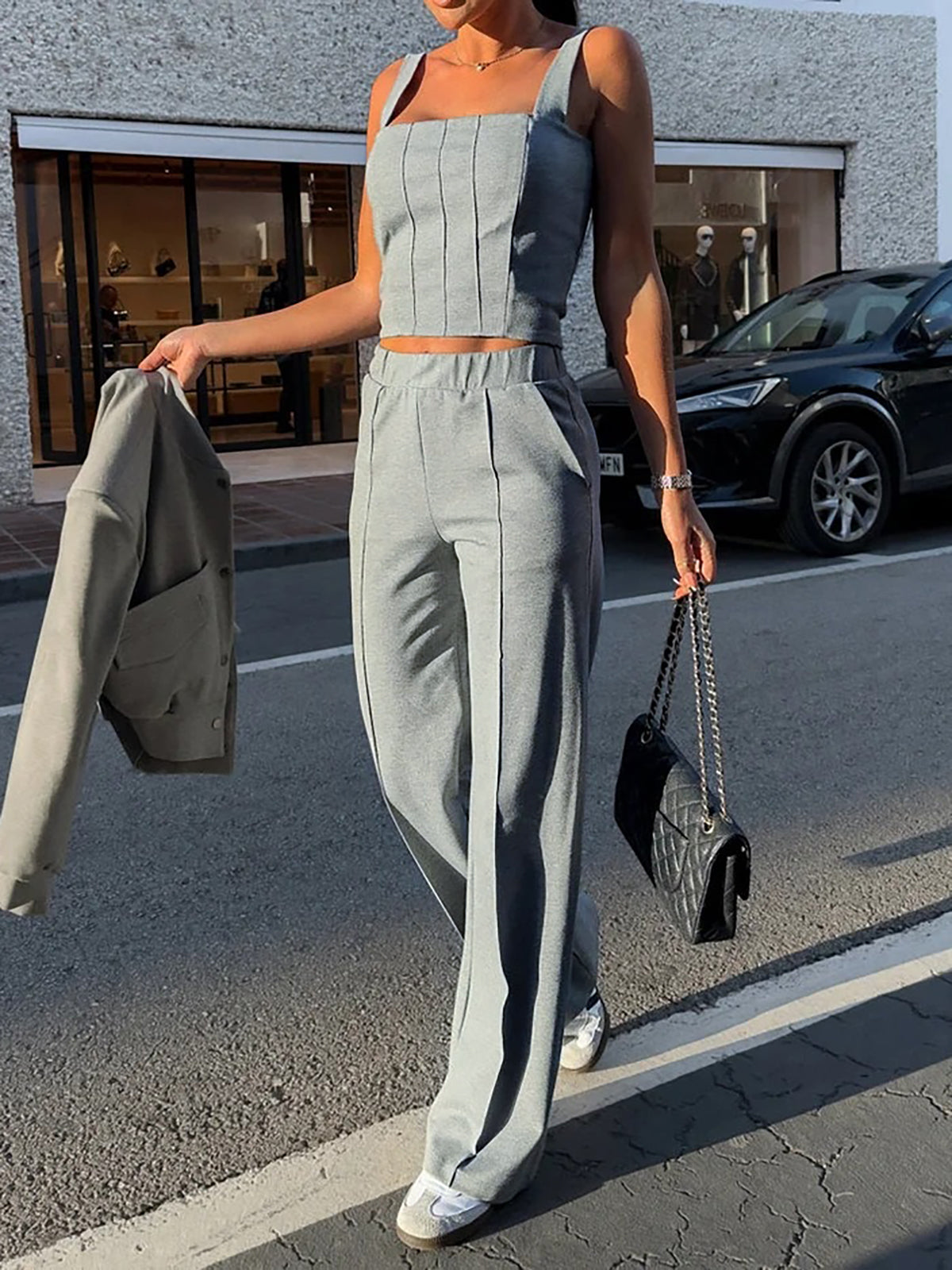 Casual Piping Pants Set-CALLISTARI