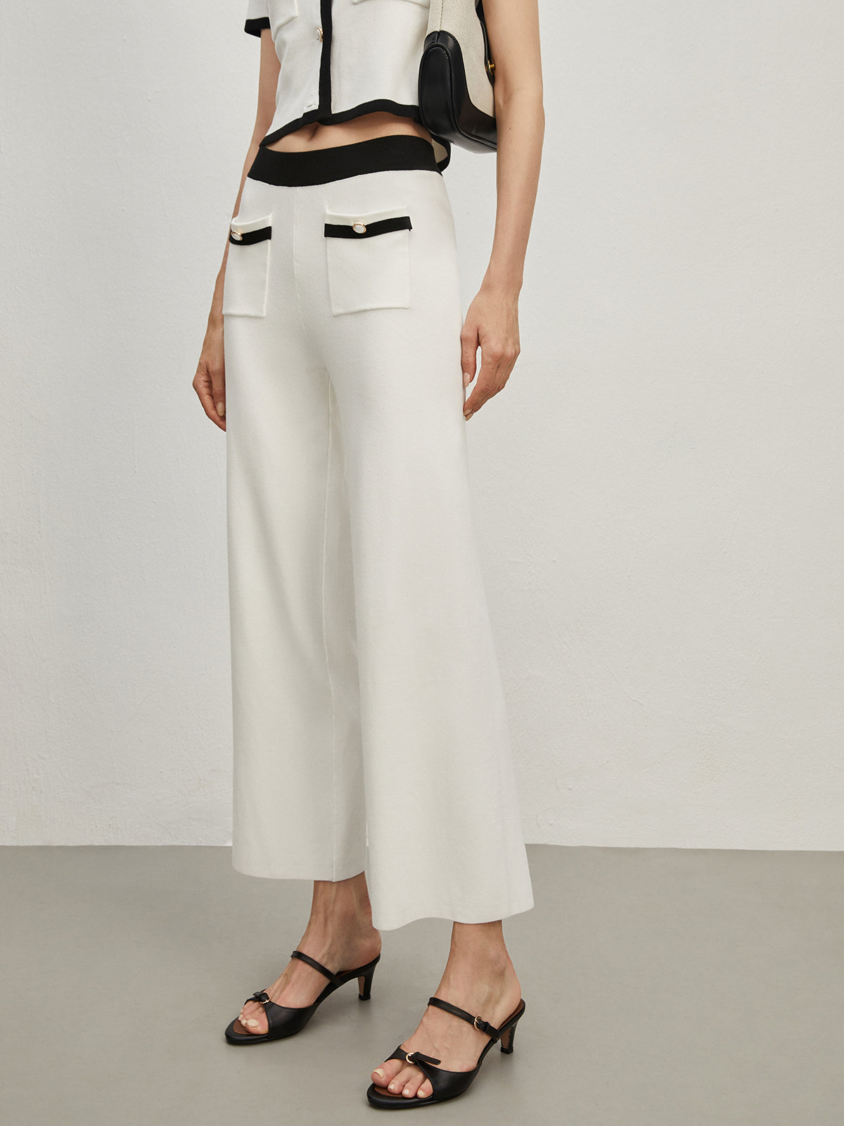 Contrast Trim Pockets Sweater Pants-CALLISTARI