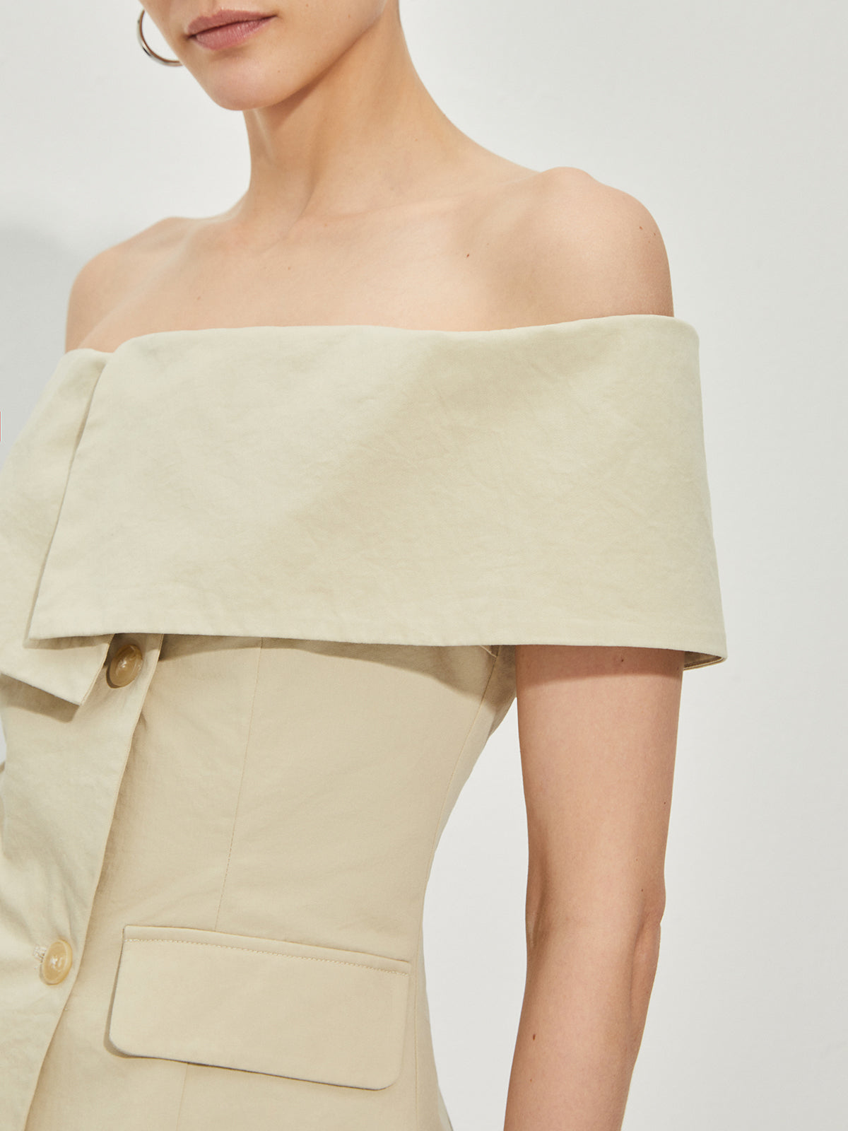 Slim Off-Shoulder Patchwork Blazer-CALLISTARI