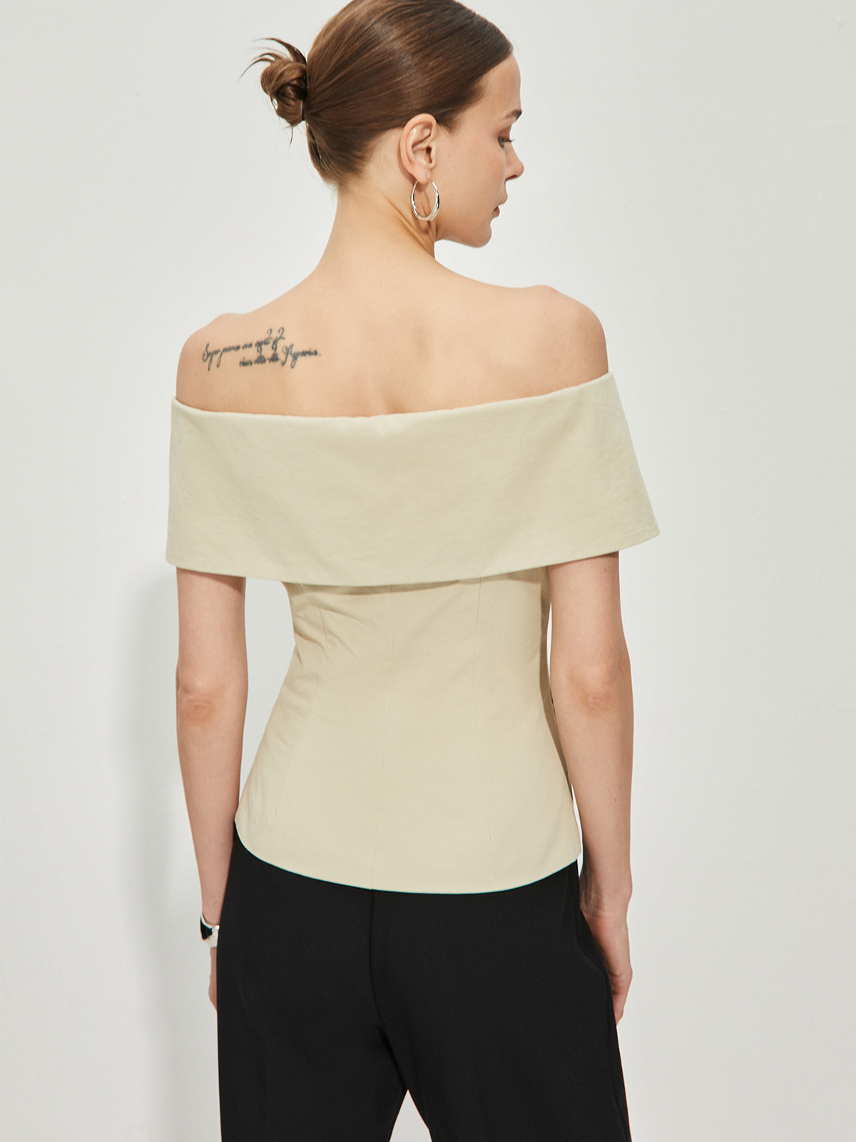 Slim Off-Shoulder Patchwork Blazer-CALLISTARI